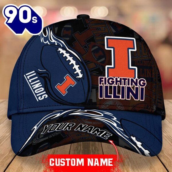 Custom Illinois Fighting Illini Unisex Adults Adjustable Snapback Sportswear  NCAA Cap