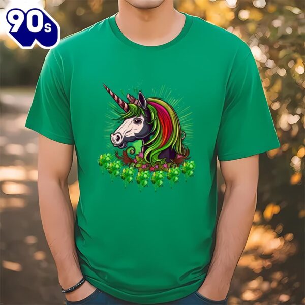 Cute And Funny St Patrickâ€™s Day Unicorn Design T-shirt