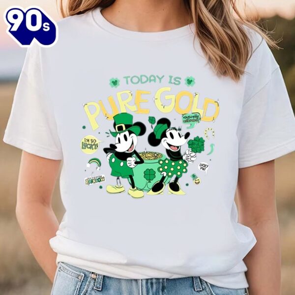 Disney Mickey Minnie Pure Gold St Patricks Day Retro Shirt