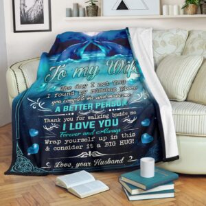 Valentine Day Dolphin To My Wife Dolphin In The Ocean Fleece Throw Blanket