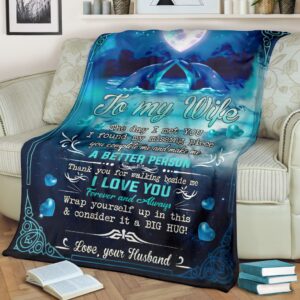 Dolphin To My Wife Dolphin In The Ocean Fleece Throw Blanket Weighted Blanket To Sleep Valentines Day Gift Ideas 3