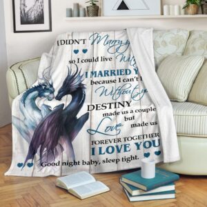 Valentine Day Dragon To My Gorgeous Wife Fleece Throw Blanket