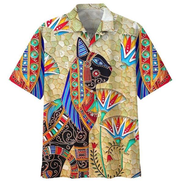 Egypt Cat Hippie Hawaiian Shirt- Beachwear For Men – Gifts For Young Adults