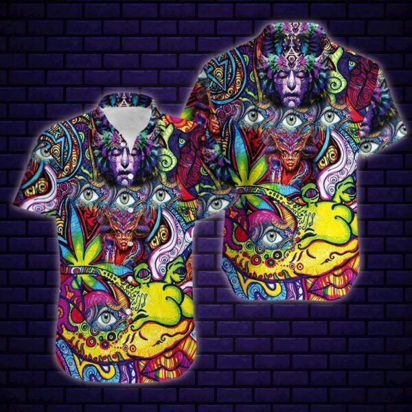 Eyes Art Color Hippie Hawaiian Shirt – Beachwear For Men – Gifts For Young Adults