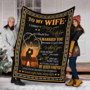 Valentine Day Family To My Wife My Queen Forever Fleece Throw Blanket