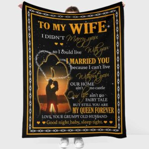 Valentine Day Family To My Wife My Queen Forever Fleece Throw Blanket 1 Family To My Wife My Queen Forever Fleece Throw Blanket Weighted Blanket To Sleep Valentines Day Gift Ideas 3