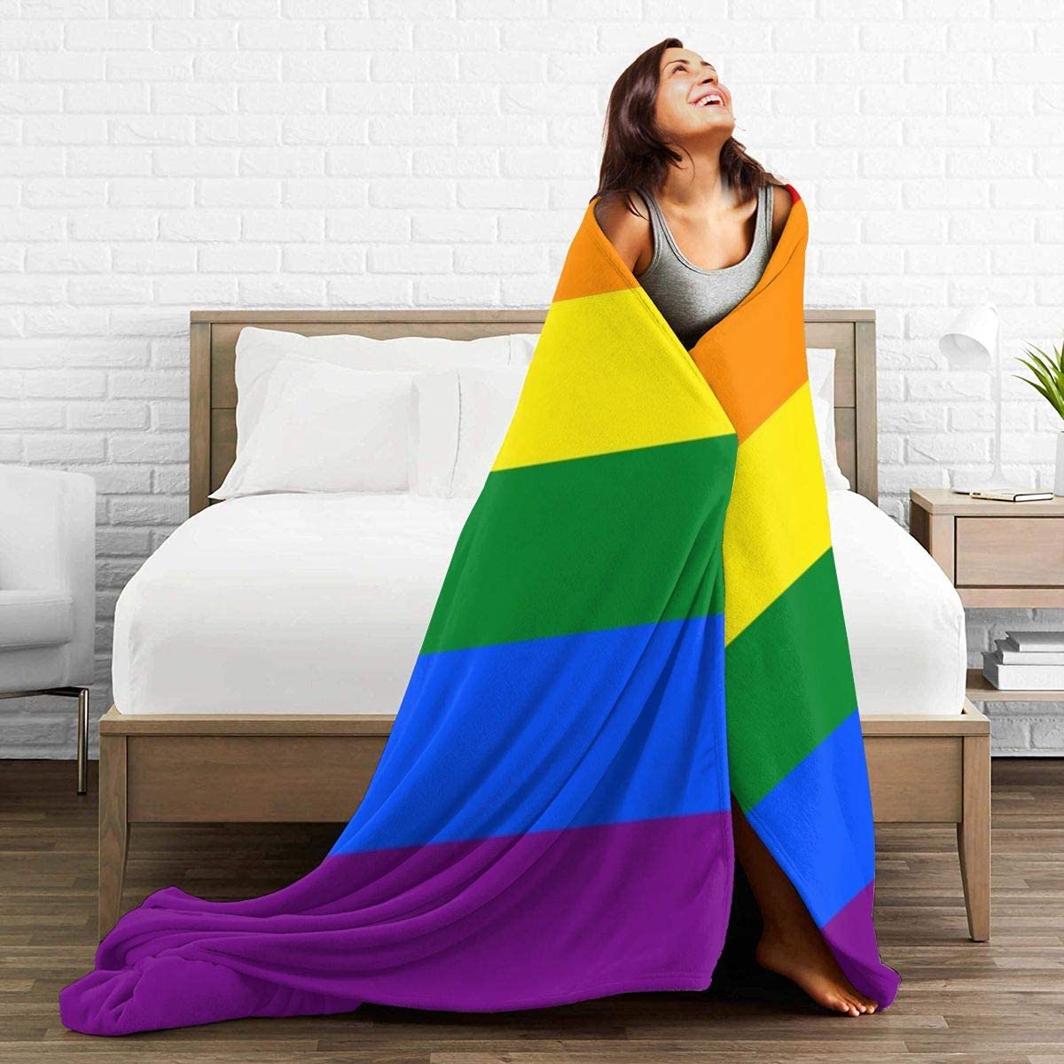 Flannel Blanket Lgbt Rainbow Flag Lightweight Cozy Bed Blanket Soft Throw Blanket Fits Couch Sofa For Pride Month Flannel Blanket Lgbt Rainbow Flag Lightweight Cozy Bed Blanket Soft Throw Blanket Fits Couch Sofa For Pride Month
