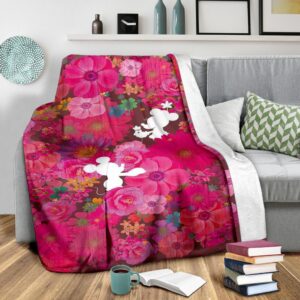 Floral Mickey And Minnie Fleece Blanket For Bedding Decor Fans 2 Floral Mickey And Minnie Fleece Blanket For Bedding Decor Fans 3
