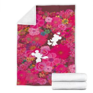Floral Mickey And Minnie Fleece Blanket For Bedding Decor Fans 4 Floral Mickey And Minnie Fleece Blanket For Bedding Decor Fans 7