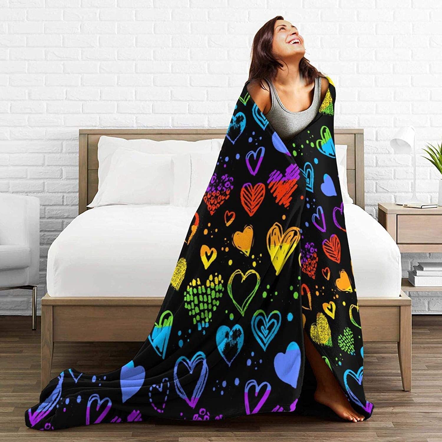 Gay Pride Rainbow Lgbt Colorful Hearts Bed Blanket Ultra Soft, Fleece Blankets For Lgbt Community Gay Pride Rainbow Lgbt Colorful Hearts Bed Blanket Ultra Soft, Fleece Blankets For Lgbt Community