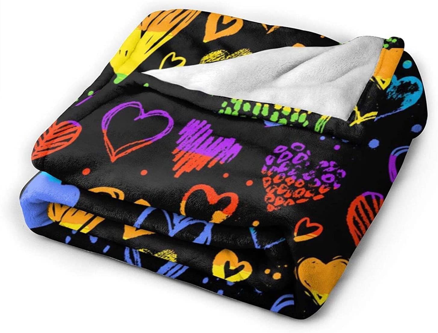 Gay Pride Rainbow Lgbt Colorful Hearts Bed Blanket Ultra Soft, Fleece Blankets For Lgbt Community Gay Pride Rainbow Lgbt Colorful Hearts Bed Blanket Ultra Soft, Fleece Blankets For Lgbt Community
