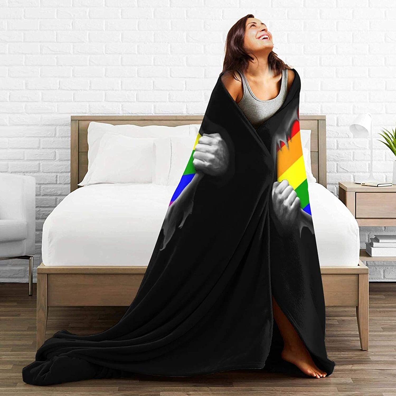 Gay Pride Rainbow Lgbt Flannel Sherpa Throw Soft Plush Flannel Blanket Throws For Bed Couch Sofa Gay Pride Rainbow Lgbt Flannel Sherpa Throw Soft Plush Flannel Blanket Throws For Bed Couch Sofa