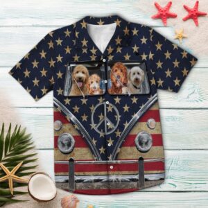 Goldendoodle Flag Bus Hippie Hawaiian…