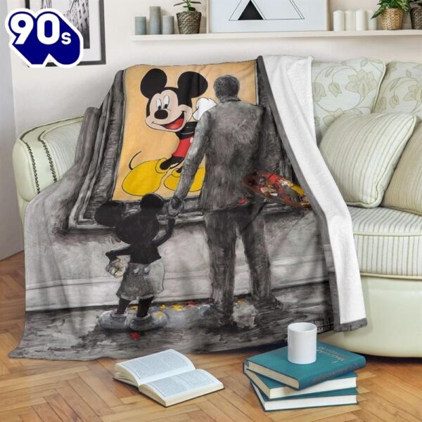 Graphic Walt And Mickey Mouse Fleece Blanket Gift For Fan