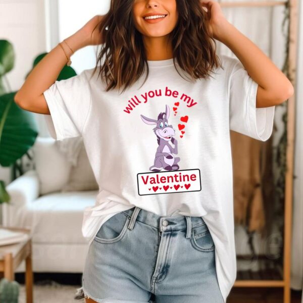 Happy Valentine’s Day Donkey Will You Be My Valentine Funny 2024 T-Shirt