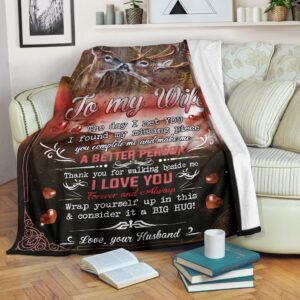 Valentine Day Hunting To My Wife Fleece Throw Blanket