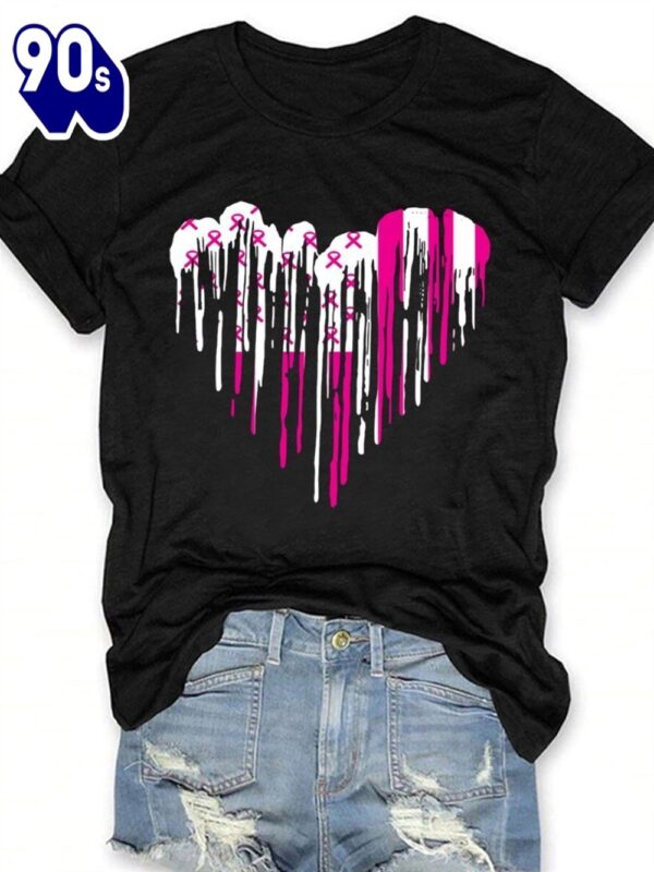 In October We Wear Pink Heart Ribbon – Breast Cancer Awareness Shirt