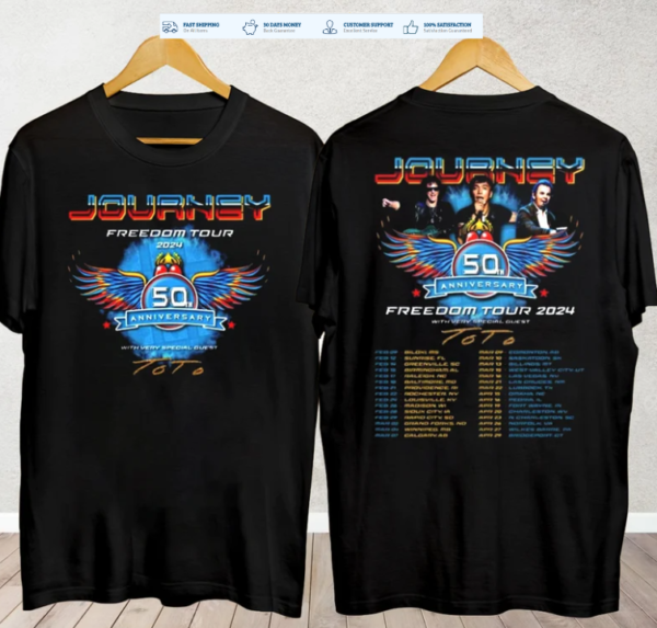 Journey 2024 Tour Freedom T-Shirt Toto Concert S-3xl Gift Shirt Fans Music Band