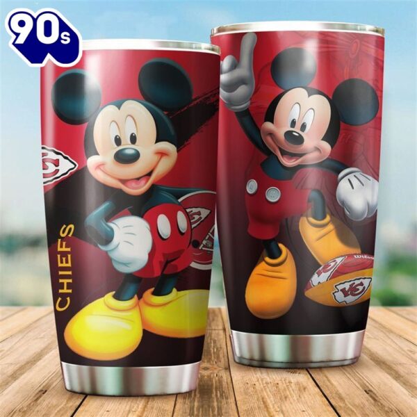 Kansas City Chiefs NFL Mickey Mouse Disney 2 Football Teams Big Logo Gift For Fan Travel Tumbler