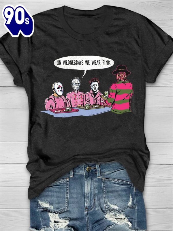 Killer Characters Movie On Wednesdays We Wear Pink – Breast Cancer Awareness Shirt