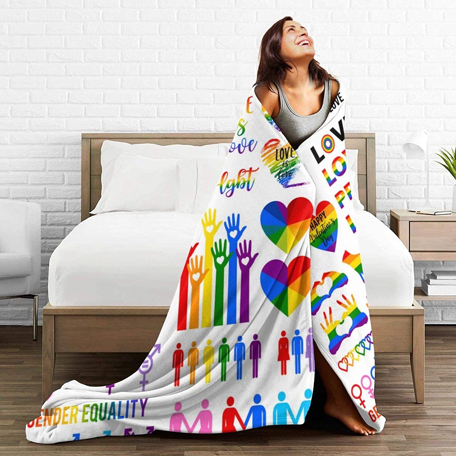 LGBT Gay Pride Rainbow Flag Blanket for Kids Adults Women,Soft Fleece Throw Blanket for couple gay man LGBT Gay Pride Rainbow Flag Blanket for Kids Adults Women,Soft Fleece Throw Blanket for couple gay man