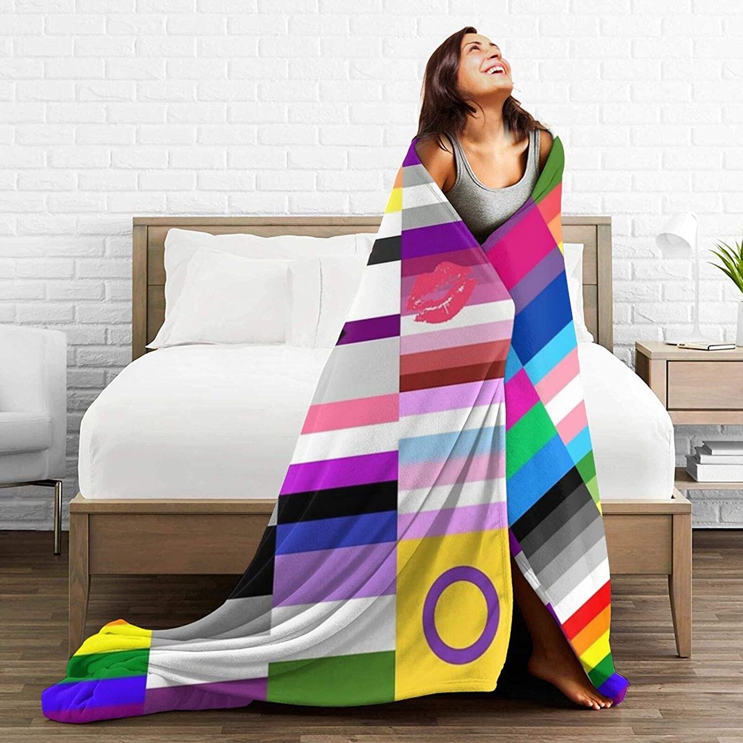 Lesbian Gay Lgbt Pride Flannel Sherpa Throw Soft Plush Flannel Blanket Throws For Bed, Couch, Sofa Lesbian Gay Lgbt Pride Flannel Sherpa Throw Soft Plush Flannel Blanket Throws For Bed, Couch, Sofa