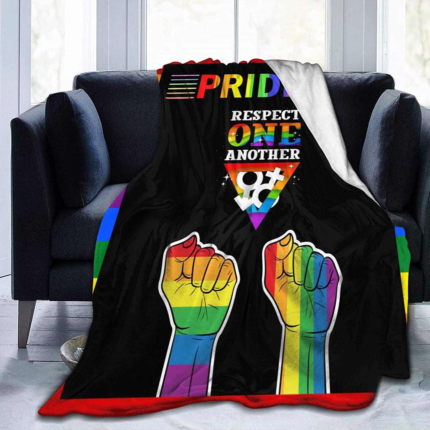 Lgbt Blanket For Lesbian, Gaymer, Respect One Another Rainbow Color Blanket For Lgbt, Pride Gifts Lgbt Blanket For Lesbian, Gaymer, Respect One Another Rainbow Color Blanket For Lgbt, Pride Gifts
