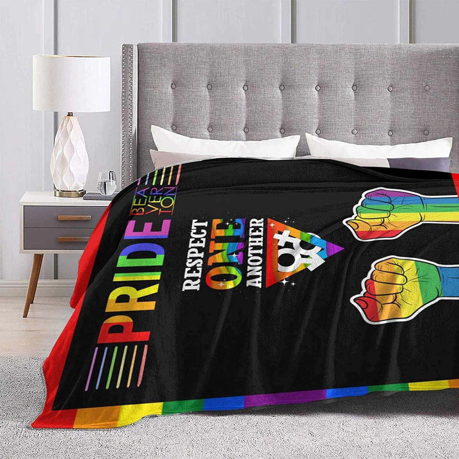 Lgbt Blanket For Lesbian, Gaymer, Respect One Another Rainbow Color Blanket For Lgbt, Pride Gifts Lgbt Blanket For Lesbian, Gaymer, Respect One Another Rainbow Color Blanket For Lgbt, Pride Gifts