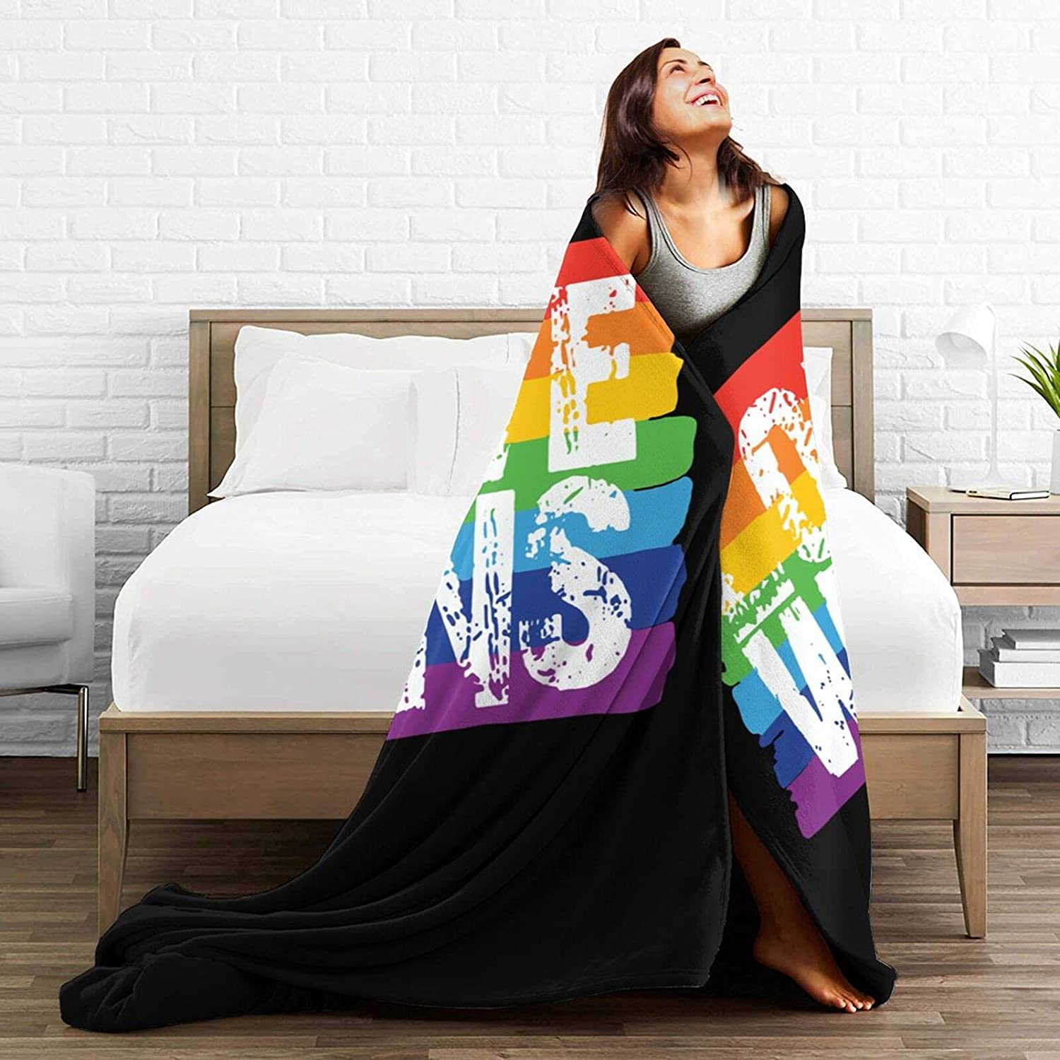 Lgbt Gay Pride Love Wins Flannel Fleece Throw Blankets For Bed Sofa Living Room Soft Blanket For Lesbian Lgbt Gay Pride Love Wins Flannel Fleece Throw Blankets For Bed Sofa Living Room Soft Blanket For Lesbian