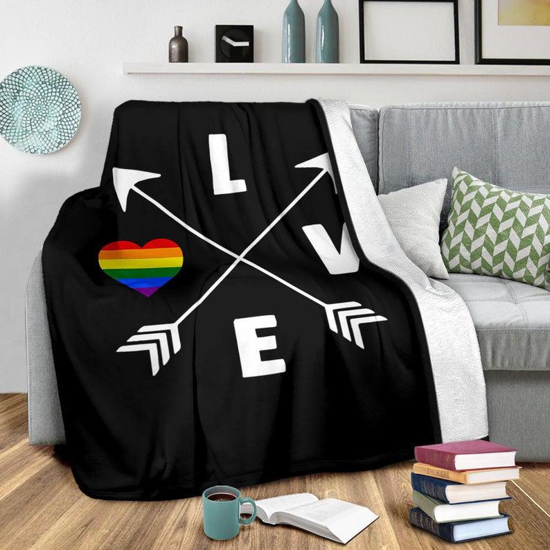 Lgbt Love Is Love Heart Fleece Blanket For Pride Month, Gift For Gay Friend Lgbt Love Is Love Heart Fleece Blanket For Pride Month, Gift For Gay Friend