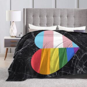 Lgbt Rainbow And Transgender Pride Heart Blankets, Blanket Gift For Ally Pride, Gay Trans Gift 1 Lgbt Rainbow And Transgender Pride Heart Blankets Blanket Gift For Ally Pride Gay Trans Gift 2