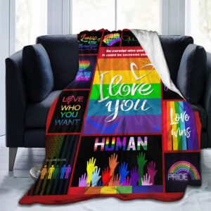 Lgbt Throw Blanket Rainbow Gay Pride Flannel Fleece Blankets For Couch Sofa Love Is Love Blanket 1