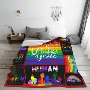 Lgbt Throw Blanket Rainbow Gay Pride Flannel Fleece Blankets For Couch Sofa, Love Is Love Blanket 1 Lgbt Throw Blanket Rainbow Gay Pride Flannel Fleece Blankets For Couch Sofa Love Is Love Blanket 2