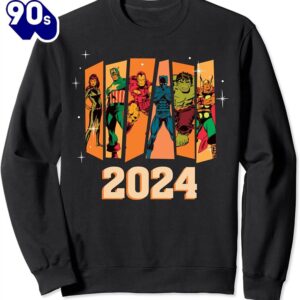Marvel Avengers Retro Vintage Seventies Comic New Year 2024 Sweatshirt