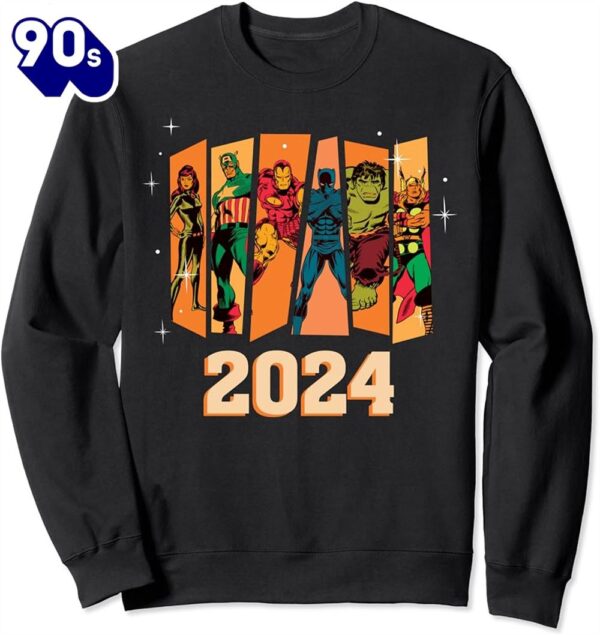 Marvel Avengers Retro Vintage Seventies Comic New Year 2024 Sweatshirt