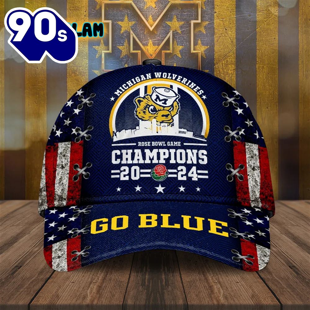 Michigan Football Rose Bowl Game Champions 2024 Go Blue Hat Michigan Football Rose Bowl Game Champions 2024 Go Blue Hat
