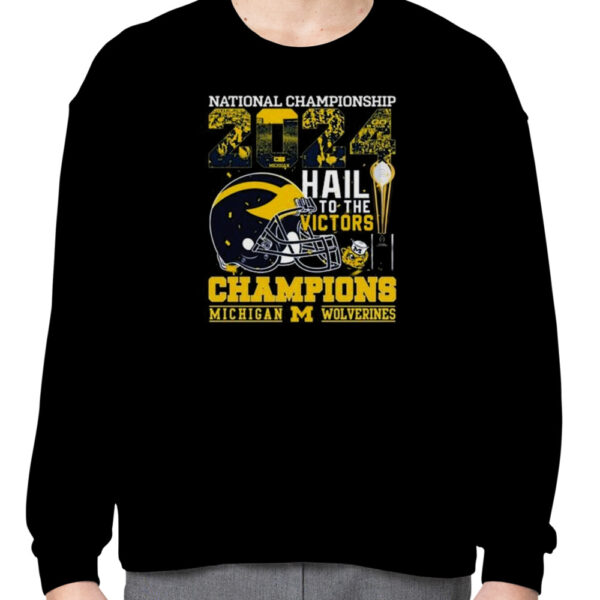 Michigan Wolverines Helmet Football 2024 National Championship Hail To The Victors Champions Shirt