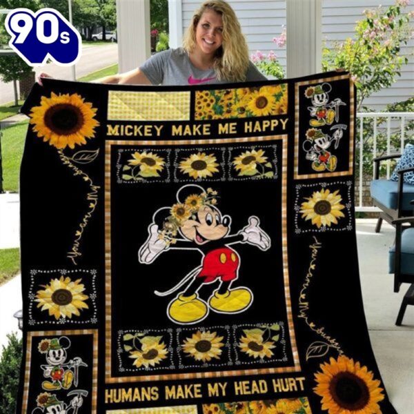 Mickey Mouse Disney Make Me Happy Humans Make My Head Hurt Blanket