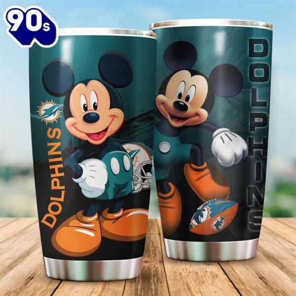Mickey Mouse Disney Miami Dolphins NFL Football Teams Big Logo 6 Gift For Fan Travel Tumbler