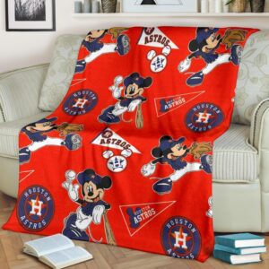 Mickey Plays Astros Fleece Blanket For Baseball Fans 1 Mickey Plays Astros Fleece Blanket For Baseball Fans 2