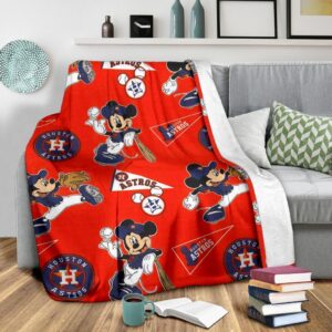 Mickey Plays Astros Fleece Blanket For Baseball Fans 2 Mickey Plays Astros Fleece Blanket For Baseball Fans 3