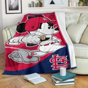 Mickey Plays Cardinals Fleece Blanket For Baseball Fans 1