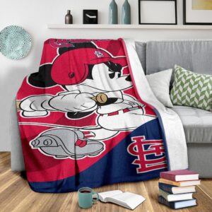 Mickey Plays Cardinals Fleece Blanket For Baseball Fans 3