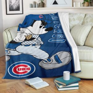 Mickey Plays Cubs Fleece Blanket For Baseball Fans 1
