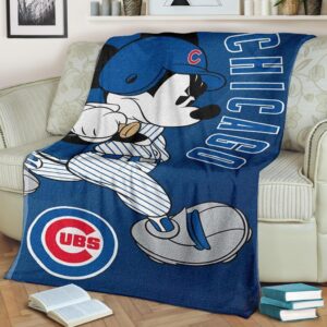 Mickey Plays Cubs Fleece Blanket For Baseball Fans 1 Mickey Plays Cubs Fleece Blanket For Baseball Fans 2