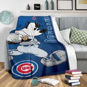 Mickey Plays Cubs Fleece Blanket For Baseball Fans 2 Mickey Plays Cubs Fleece Blanket For Baseball Fans 3