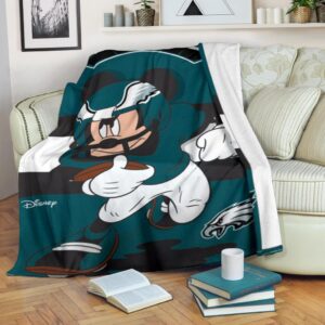 Mickey Plays Eagles Fleece Blanket For Football Fans 1