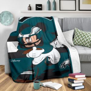Mickey Plays Eagles Fleece Blanket For Football Fans 3