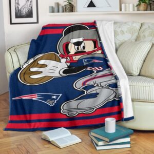 Mickey Plays Patriots Fleece Blanket For Football Fans 1