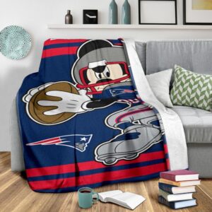 Mickey Plays Patriots Fleece Blanket For Football Fans 2 Mickey Plays Patriots Fleece Blanket For Football Fans 3